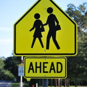 sign, child, crossing, ahead, warning, school, students, road